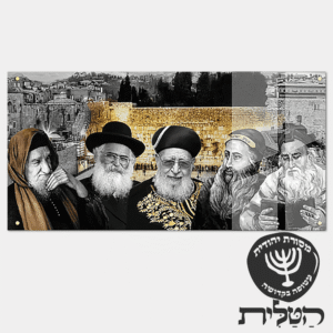 תמונת זכוכית מרהיבה חמשת צדיקים רקע הכותל דגם 136