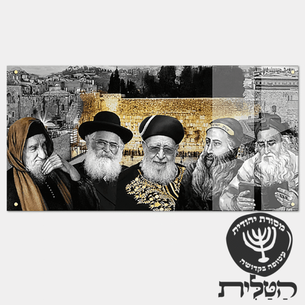 תמונת זכוכית מרהיבה חמשת צדיקים רקע הכותל דגם 136