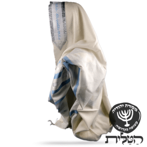 טלית צמר תשבץ קל קודש פסים תכלת