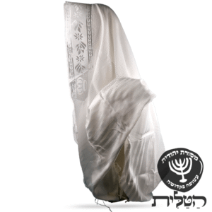 טלית חתנים תשבץ קל אקרילן פסים לבנים
