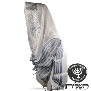 טלית חתנים תשבץ קל אקרילן פסים תכלת