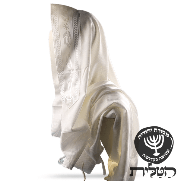 טלית צמר תשבץ קל קודש פסים לבנים