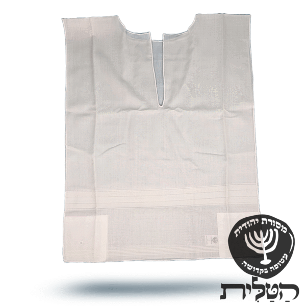 טלית קטן 100% צמר רחלים פסים לבנים פתיל עבה ספרדי עבודת יד