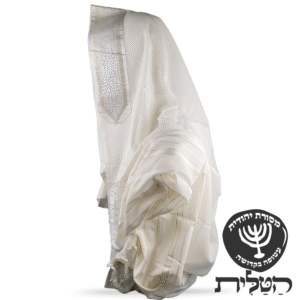 טלית צמר תשבץ קל פסים זהב