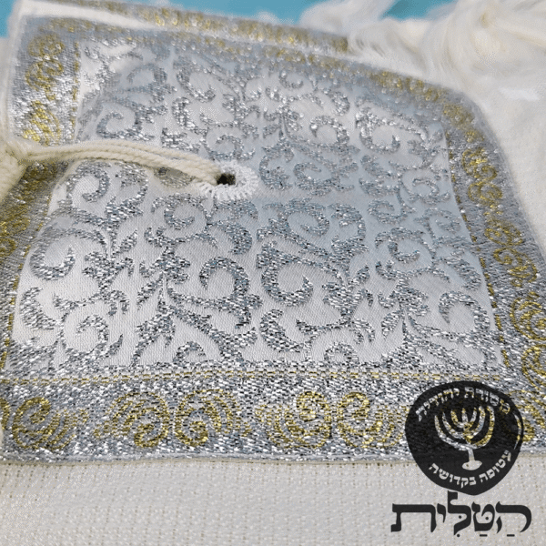 טלית צמר תשבץ קל פסים זהב