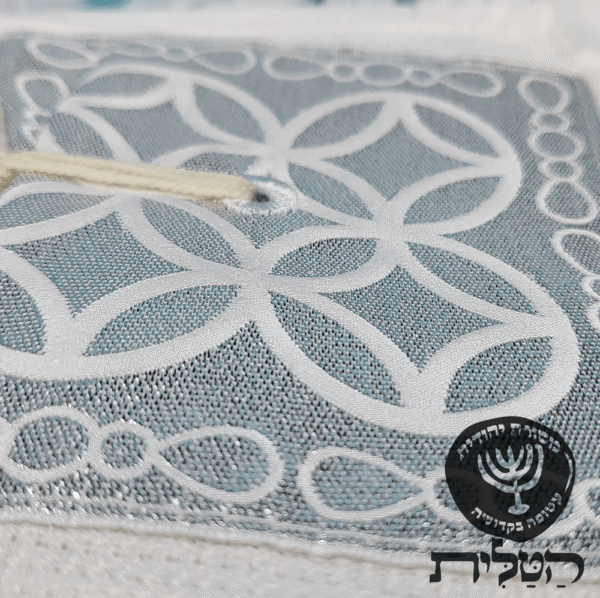 טלית חתנים תשבץ קל אקרילן פסים תכלת