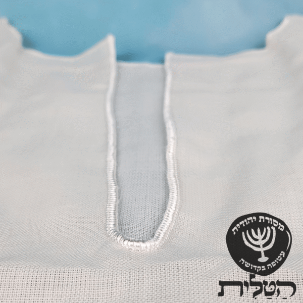 טלית קטן 100% צמר רחלים פסים לבנים פתיל עבה ספרדי עבודת יד