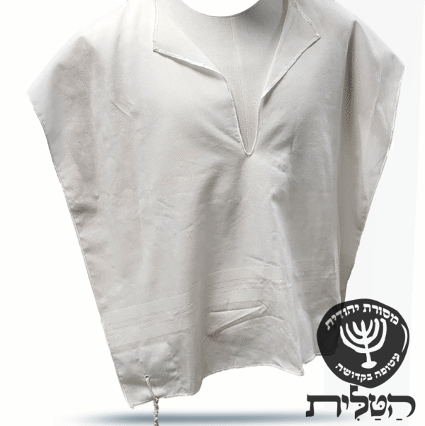טלית קטן 100% צמר רחלים פסים לבנים פתיל עבה ספרדי עבודת יד