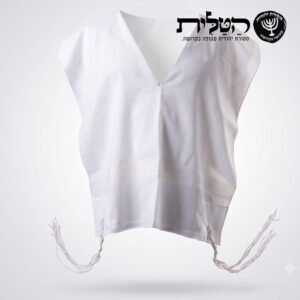 טלית קטן 100% צמר רחלים פסים לבנים פתיל עבה ספרדי עבודת יד