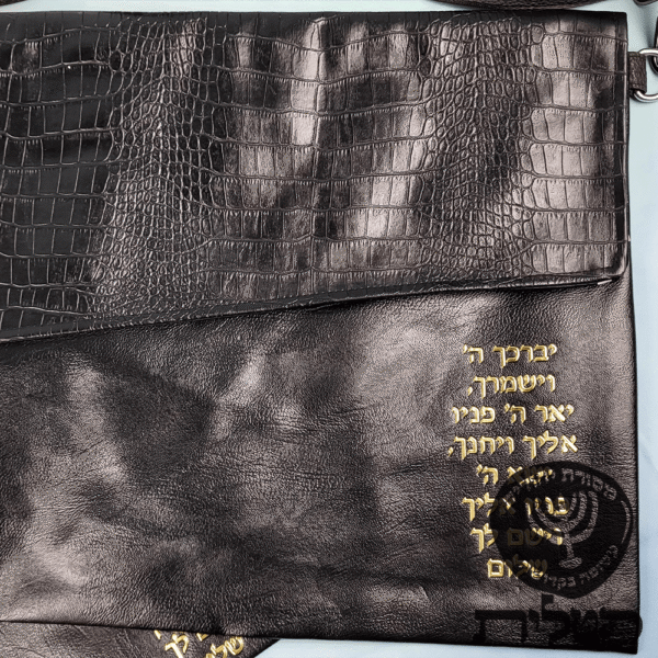 תיק תפילין וטלית מעטפה קרוק שחור דגם 6111