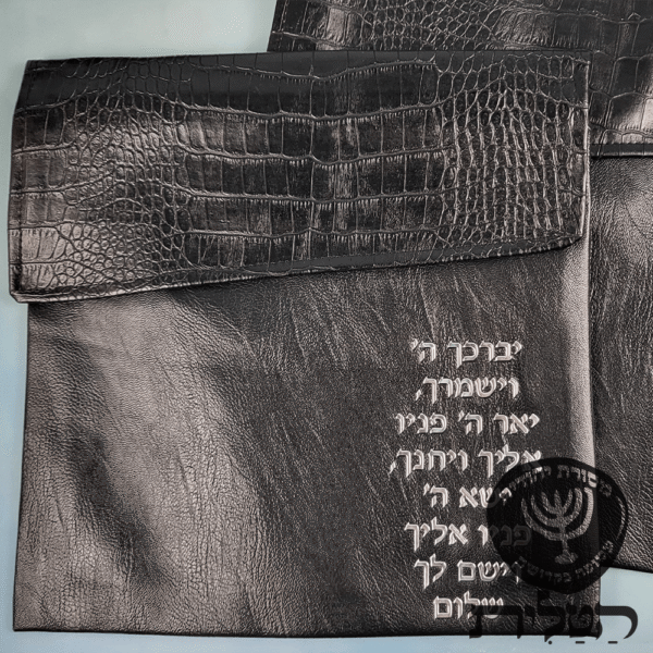 תיק תפילין וטלית מעטפה קרוק שחור דגם 6110
