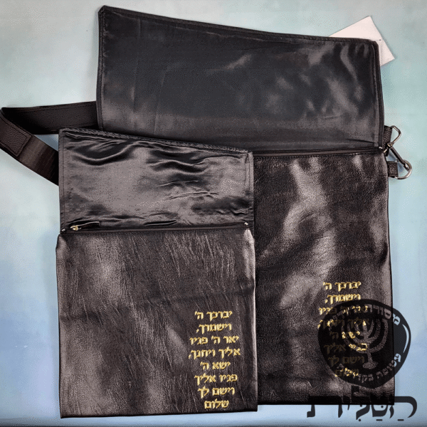תיק תפילין וטלית מעטפה קרוק שחור דגם 6111